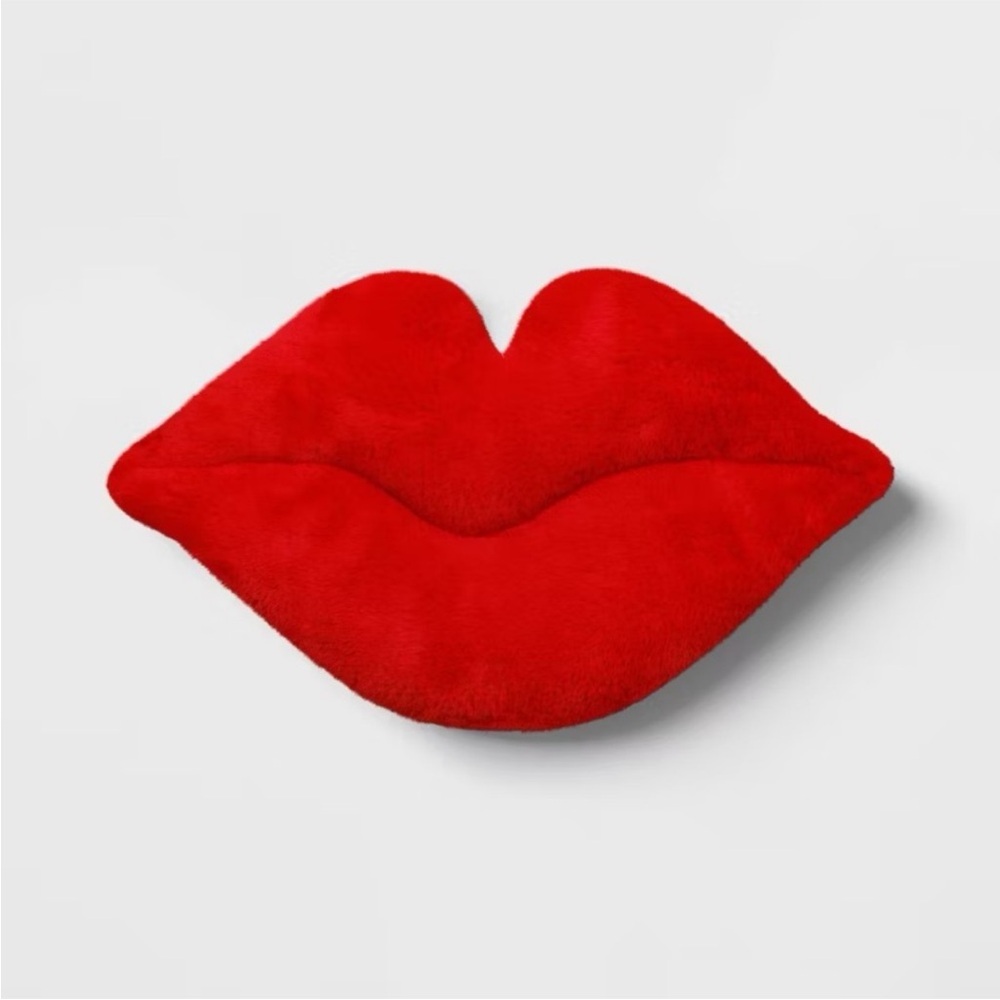 Red Lip-Shaped Plush Pillow